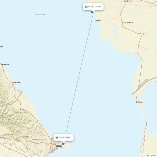 AZAL Azerbaijan Airlines flights between Aktau and Baku