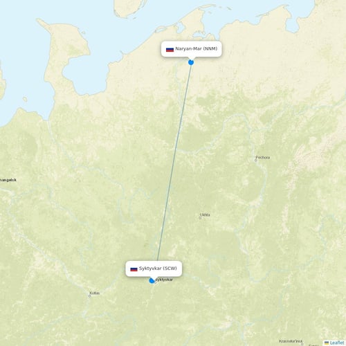 RusLine (Duplicate) flights between Syktyvkar and Naryan-Mar