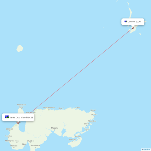 Solomon Airlines flights between Santa Cruz Island and Lomlom