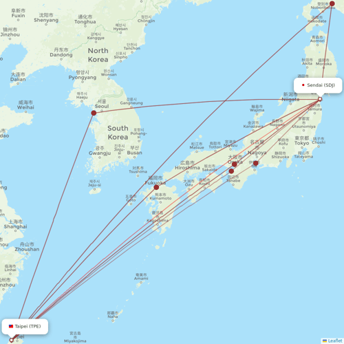 EVA Air flights between Sendai and Taipei