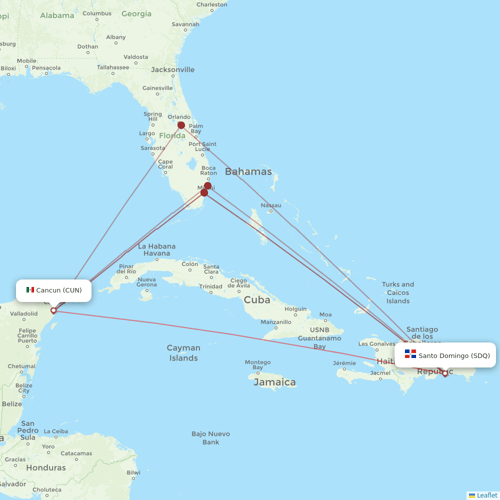 Asian Air flights between Santo Domingo and Cancun