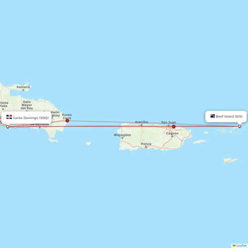 interCaribbean Airways flights between Santo Domingo and Beef Island