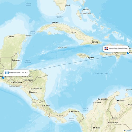 Asian Air flights between Santo Domingo and Guatemala City