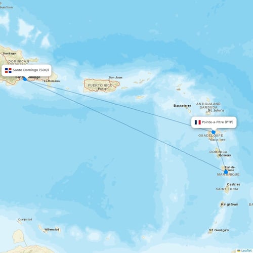 Sunrise Airways flights between Santo Domingo and Pointe-a-Pitre