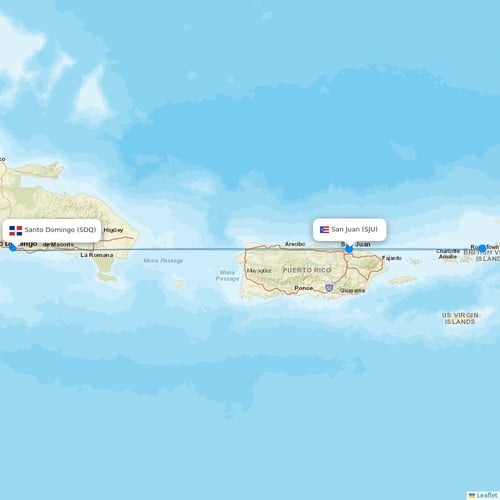 Braathens Regional flights between Santo Domingo and San Juan