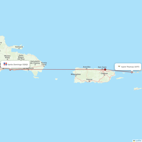 Sky High Aviation Services flights between Santo Domingo and Saint Thomas