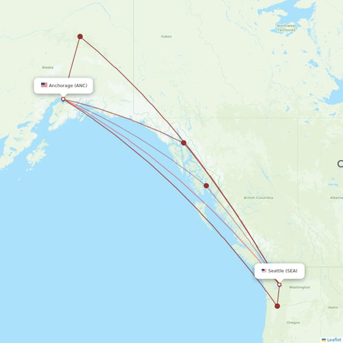 Alaska Airlines flights between Seattle and Anchorage
