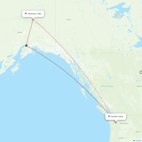 Alaska Airlines flights between Seattle and Fairbanks