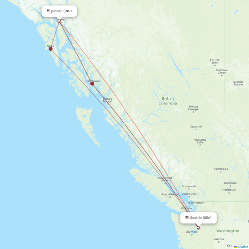 Alaska Airlines flights between Seattle and Juneau