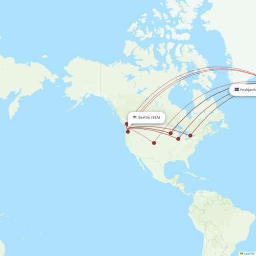 Icelandair flights between Seattle and Reykjavik