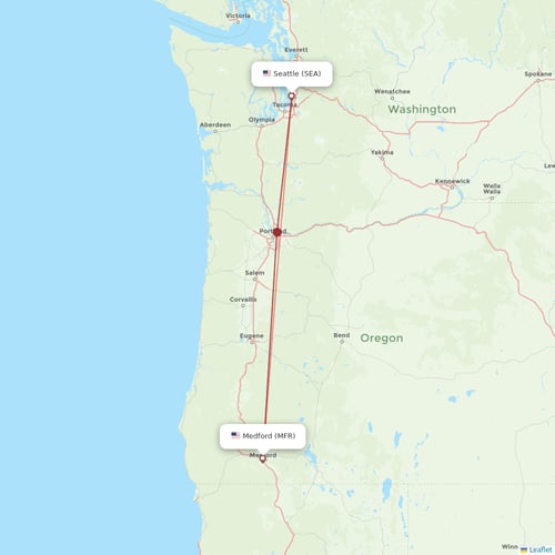 Alaska Airlines flights between Seattle and Medford