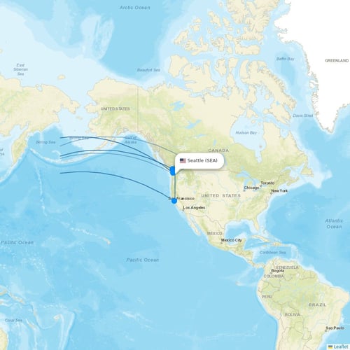 Hawaiian Airlines flights between Seattle and Tokyo
