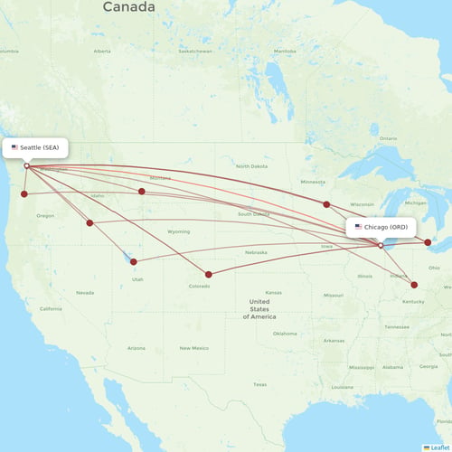 Alaska Airlines flights between Seattle and Chicago
