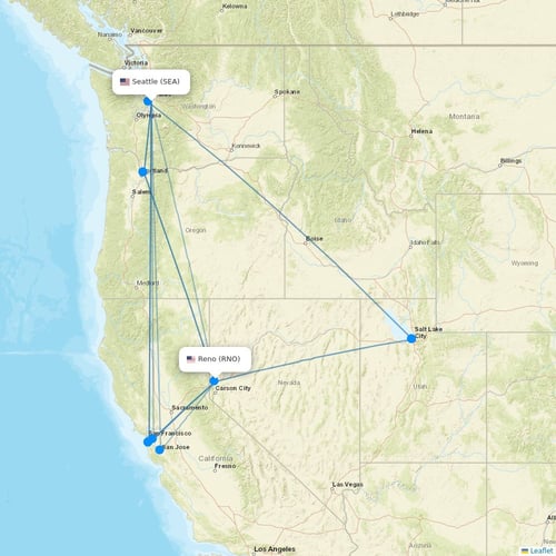 Alaska Airlines flights between Seattle and Reno