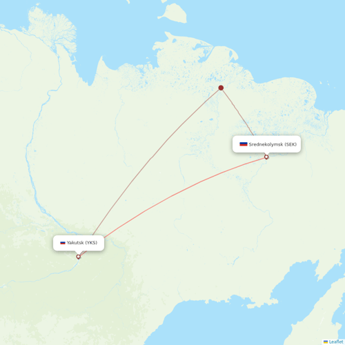 Polar Airlines flights between Srednekolymsk and Yakutsk