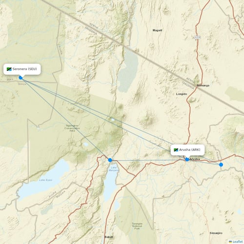 Auric Air flights between Seronera and Arusha