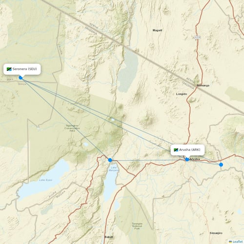 Coastal Aviation flights between Seronera and Arusha