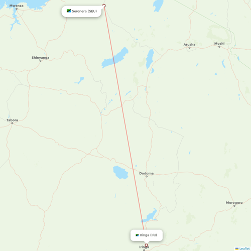Auric Air flights between Seronera and Iringa