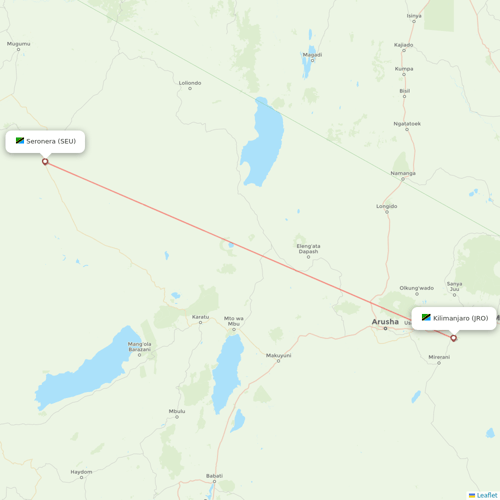 Precision Air flights between Seronera and Kilimanjaro