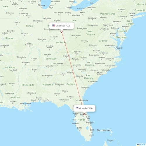 Allegiant Air flights between Orlando and Cincinnati