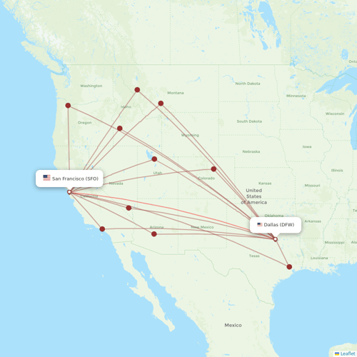 American Airlines flights between San Francisco and Dallas