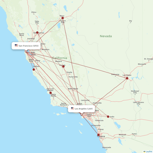 United Airlines flights between San Francisco and Los Angeles