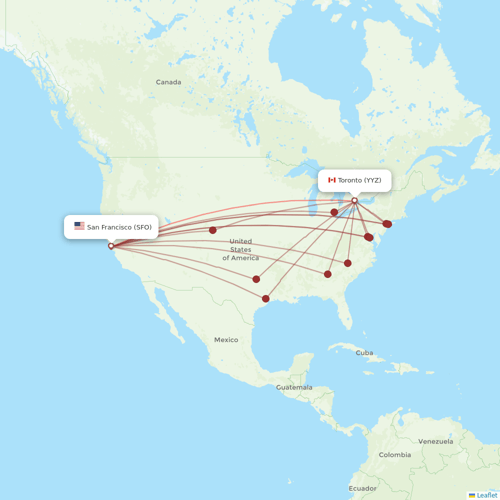 Air Canada flights between San Francisco and Toronto