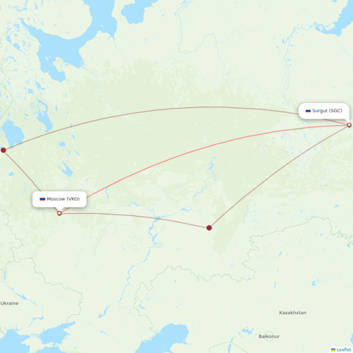 UTair flights between Surgut and Moscow