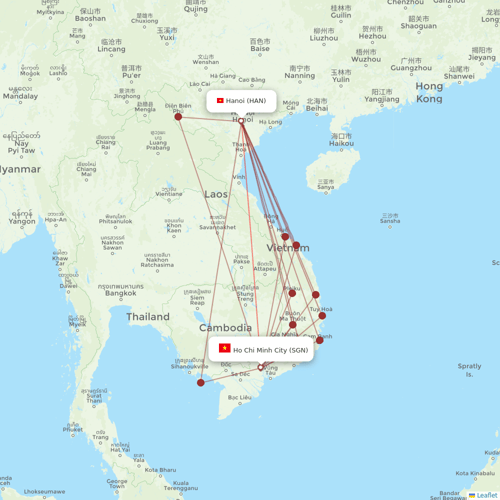 Vietnam Airlines flights between Ho Chi Minh City and Hanoi