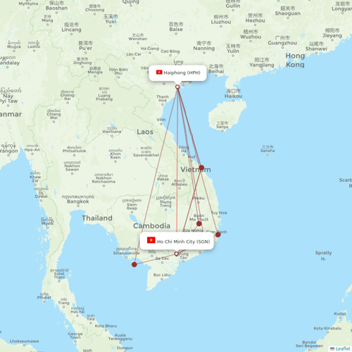 Vietnam Airlines flights between Ho Chi Minh City and Haiphong