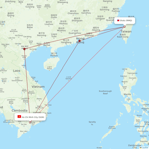 Mandarin Airlines flights between Ho Chi Minh City and Shalu