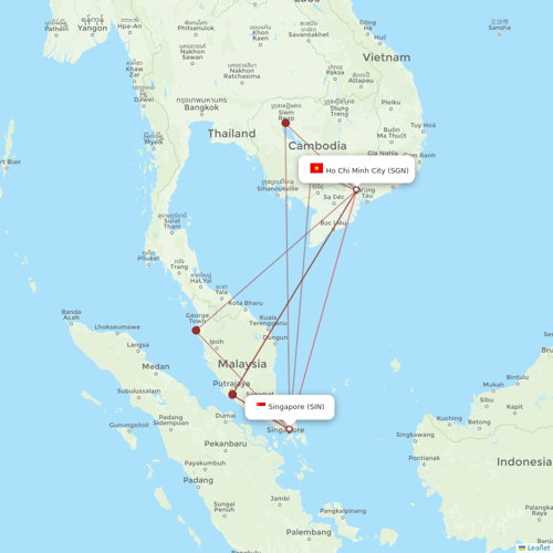 Vietnam Airlines flights between Ho Chi Minh City and Singapore