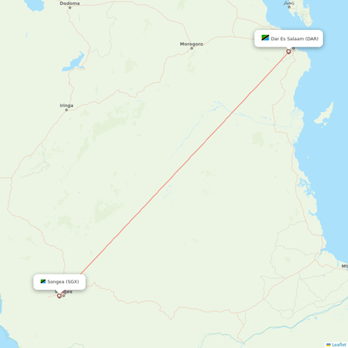 Air Tanzania flights between Songea and Dar Es Salaam
