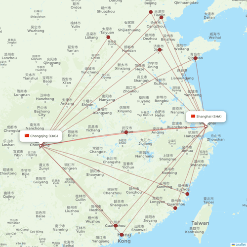 Shanghai Airlines flights between Shanghai and Chongqing