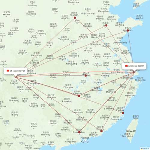 Tibet Airlines flights between Shanghai and Chengdu