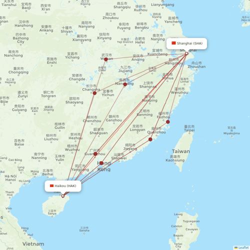 Shanghai Airlines flights between Shanghai and Haikou