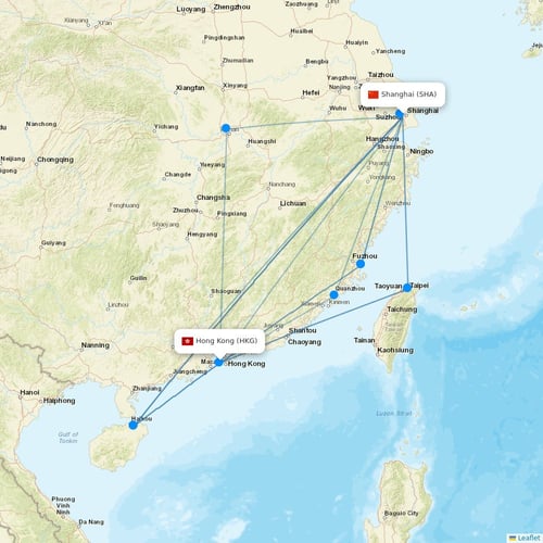 Hong Kong Airlines flights between Shanghai and Hong Kong