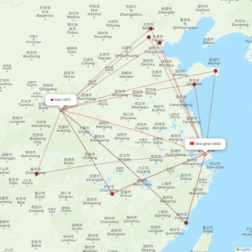 China Eastern Airlines flights between Shanghai and Xian