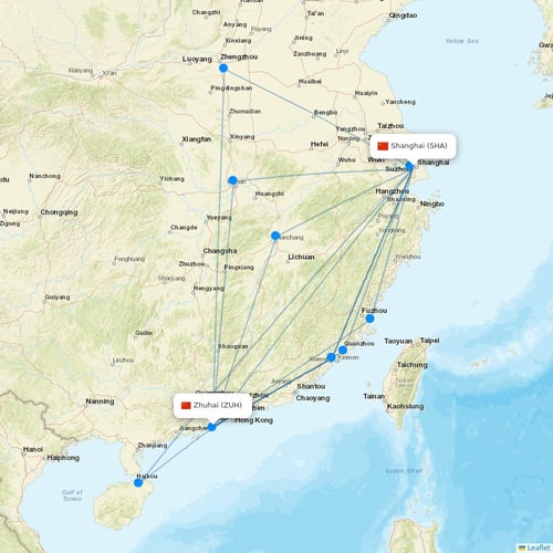 Shandong Airlines flights between Shanghai and Zhuhai