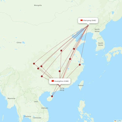 China Southern Airlines flights between Shenyang and Guangzhou