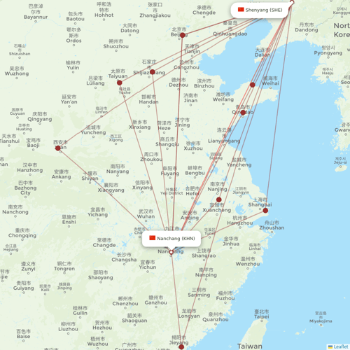 Jiangxi Airlines flights between Shenyang and Nanchang