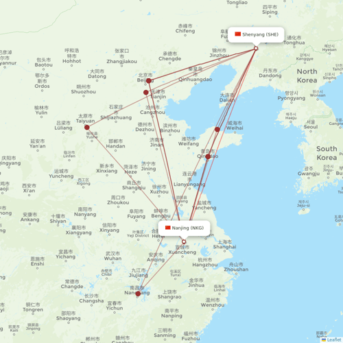 Hebei Airlines flights between Shenyang and Nanjing