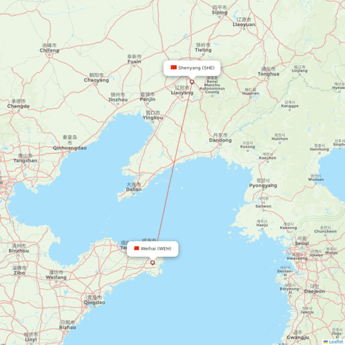 Loong Air flights between Shenyang and Weihai