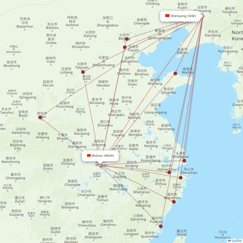 Chengdu Airlines flights between Shenyang and Wuhan