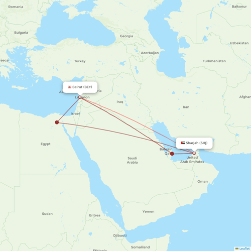 Air Arabia flights between Sharjah and Beirut