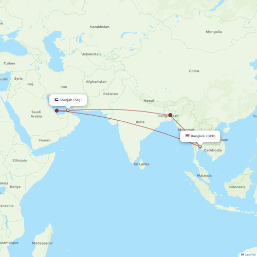 Air Arabia flights between Sharjah and Bangkok