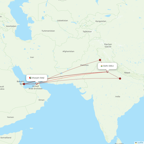 Air Arabia flights between Sharjah and Delhi