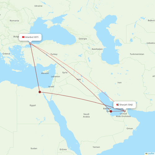 Air Arabia flights between Sharjah and Istanbul