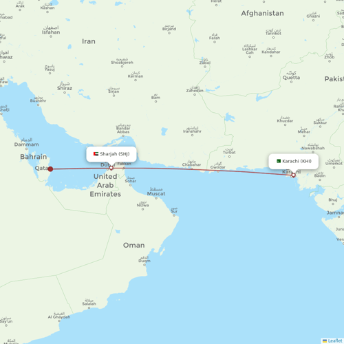 Air Arabia flights between Sharjah and Karachi
