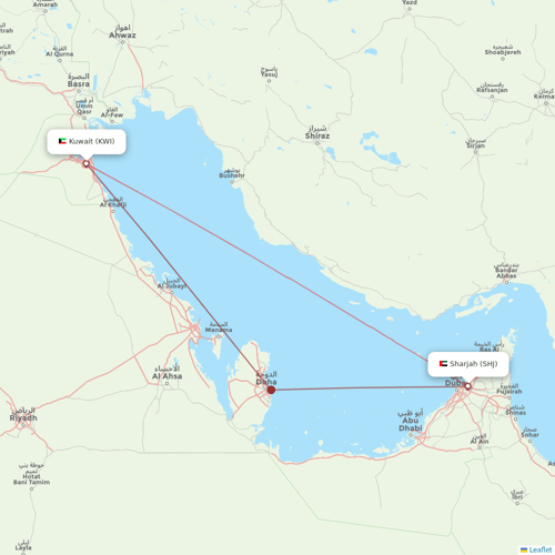 Air Arabia flights between Sharjah and Kuwait